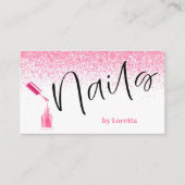Roze Glitter Nagels Visitekaartje (Voorkant)