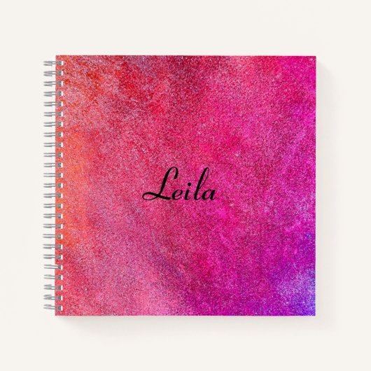 Roze Glitter Name Notitieboek (Voorkant)