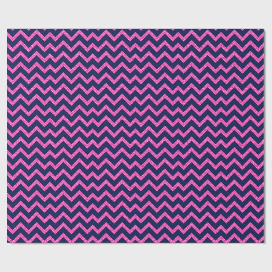 Roze glitter & Navy Blue Chevron Zigzag Pattern Cadeaupapier (Vlak)