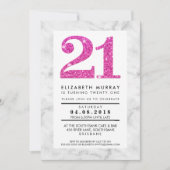 ROZE GLITTER NUMMER 21 21e UITNODIGEN eenvoudig ma Kaart (Voorkant)
