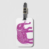 Roze glitter olifant bagagelabel (Voorkant (verticaal))