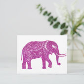 Roze glitter olifant briefkaart (Staand voorkant)