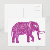 Roze glitter olifant briefkaart (Voorkant / Achterkant)