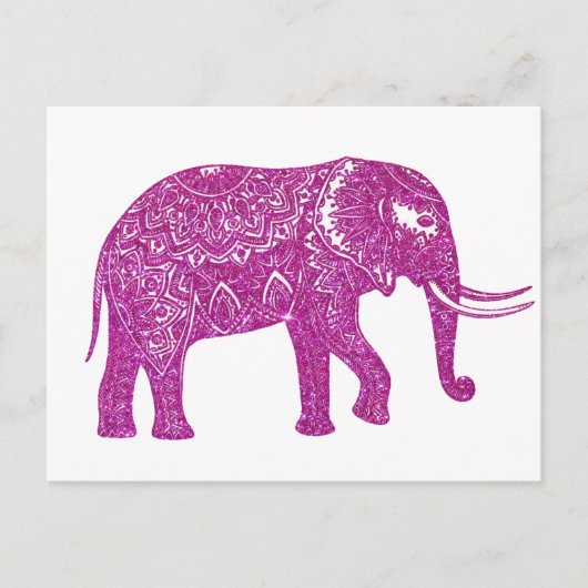Roze glitter olifant briefkaart (Voorkant)