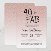 Roze Glitter Ombre 40 Fabulous 40th Birthday Kaart (Voorkant / Achterkant)