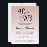 Roze Glitter Ombre 40 Fabulous 40th Birthday Kaart<br><div class="desc">Het vieren van 40 in elegante stijl met dit moderne 40e verjaardagsontwerp op een roze glitter ombre achtergrond, een schitterende uitnodiging voor 40e verjaardag die je gewoon kunt personaliseren en uitzenden voor je viering van je veertigste verjaardag. De woorden 40 en fab worden geplaatst gebruikend modern manuscript. Neem contact met...</div>