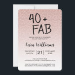 Roze Glitter Ombre 40 Fabulous 40th Birthday Kaart<br><div class="desc">Het vieren van 40 in elegante stijl met dit moderne 40e verjaardagsontwerp op een roze glitter ombre achtergrond, een schitterende uitnodiging voor 40e verjaardag die je gewoon kunt personaliseren en uitzenden voor je viering van je veertigste verjaardag. De woorden 40 en fab worden geplaatst gebruikend modern manuscript. Neem contact met...</div>