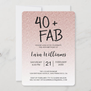 Roze Glitter Ombre 40 Fabulous 40th Birthday Kaart