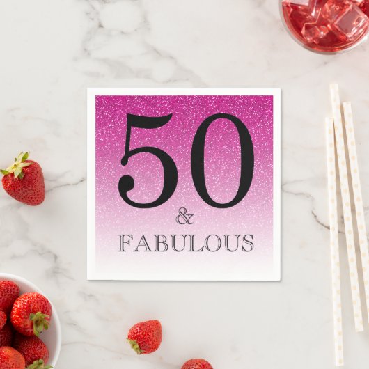 Roze Glitter Ombre 50 en Fabulous 50ste Verjaardag Servet (Insitu)