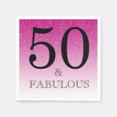 Roze Glitter Ombre 50 en Fabulous 50ste Verjaardag Servet (Voorkant)