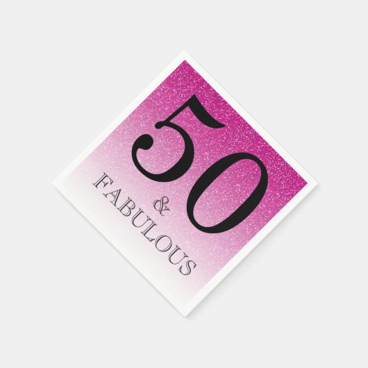Roze Glitter Ombre 50 en Fabulous 50ste Verjaardag Servet (Hoek)