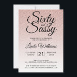 Roze Glitter Ombre 60 en Sassy 60th Birthday Kaart<br><div class="desc">Vier het draaien van 60 in stijl met dit moderne 60e verjaardagsontwerp op een blush roze glitter ombre-achtergrond, een chique uitnodiging voor de 60e verjaardag die u eenvoudig kunt personaliseren en verzenden voor uw 60e verjaardagsfeest. De woorden sixty en sassy zijn ingesteld met behulp van modern script. Als u hulp...</div>
