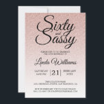 Roze Glitter Ombre 60 en Sassy 60th Birthday Kaart<br><div class="desc">Vier het draaien van 60 in stijl met dit moderne 60e verjaardagsontwerp op een blush roze glitter ombre-achtergrond, een chique uitnodiging voor de 60e verjaardag die u eenvoudig kunt personaliseren en verzenden voor uw 60e verjaardagsfeest. De woorden sixty en sassy zijn ingesteld met behulp van modern script. Als u hulp...</div>