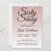 Roze Glitter Ombre 60 en Sassy 60th Birthday Kaart (Voorkant)