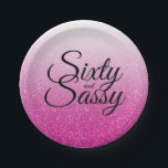 Roze Glitter Ombre 60 en Sassy 60th Birthday Papieren Bordje<br><div class="desc">Vier het 60-jarig worden in stijl met dit moderne 60e verjaardagsontwerp op een hete roze glitter ombre achtergrond, deze chique 60e verjaardagspapier borden zijn ideaal voor het creëren van een fantastisch 60e verjaardagsfeest. De woorden sixty en sassy zijn ingesteld met behulp van een elegant modern script. Als u hulp of...</div>