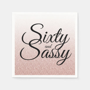 Roze Glitter Ombre 60 en Sassy 60th Birthday Servet