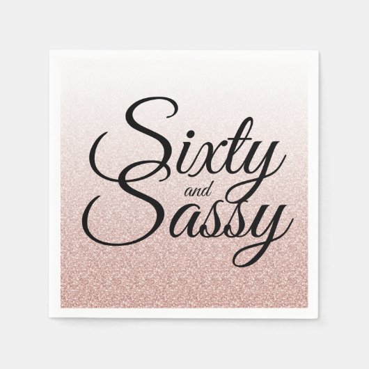 Roze Glitter Ombre 60 en Sassy 60th Birthday Servet (Voorkant)