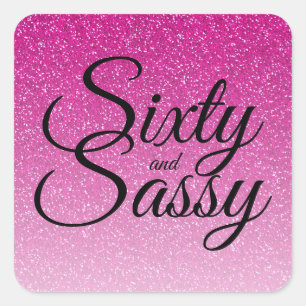 Roze Glitter Ombre 60 en Sassy 60th Birthday Vierkante Sticker