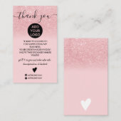 Roze glitter ombre blush order bedankt visitekaartje (Voorkant / Achterkant)