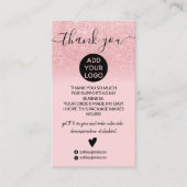 Roze glitter ombre blush order bedankt visitekaartje (Voorkant)