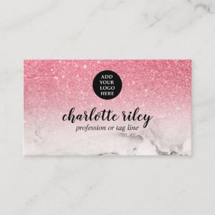 Roze glitter ombre cursief Voeg je Logo glam toe Visitekaartje