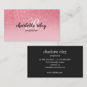 Roze Glitter Ombre Cursive Monogram Salon Makeup Visitekaartje (Voorkant / Achterkant)