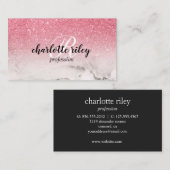 Roze Glitter Ombre Cursive Monogram Salon Makeup Visitekaartje (Voorkant / Achterkant)