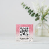 Roze Glitter Ombre Cursive QR CODE sociaal pictogr Vierkante Visitekaartje (Staand voorkant)