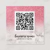Roze Glitter Ombre Cursive QR CODE sociaal pictogr Vierkante Visitekaartje (Voorkant)