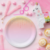 Roze Glitter Ombré Glam Sparkles Papieren Bordje (Feest)