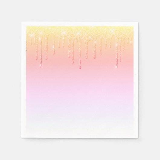 Roze Glitter Ombré Glam Sparkles  Party Servet (Voorkant)
