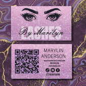 Roze Glitter Ombre Lash Tech QR-code scanbaar Visitekaartje