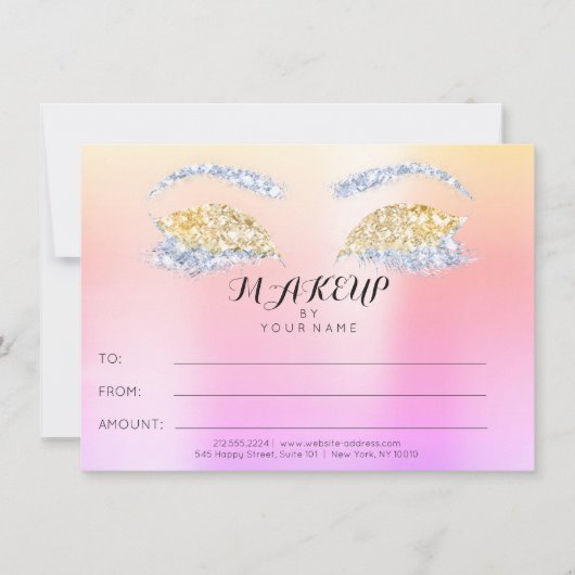 Roze Glitter Ombre Make-up Schoonheid Certificaat (Voorkant)