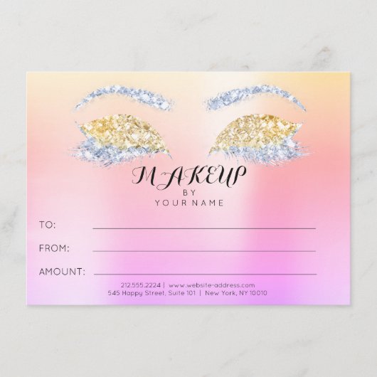 Roze Glitter Ombre Make-up Schoonheidscertificaat  (Voorkant)