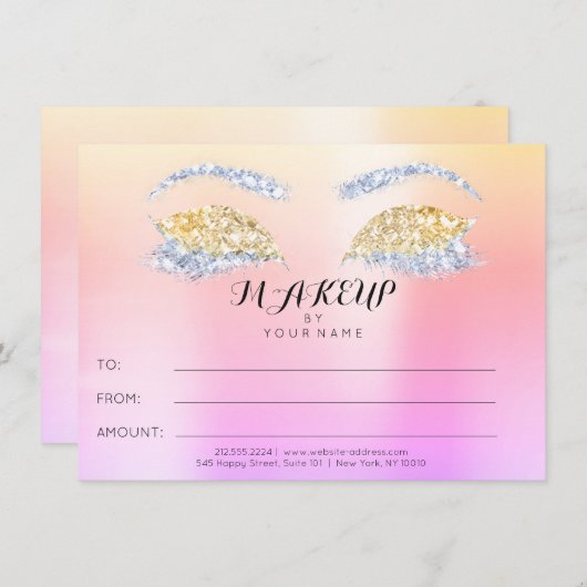 Roze Glitter Ombre Make-up Schoonheidscertificaat  (Voorkant / Achterkant)