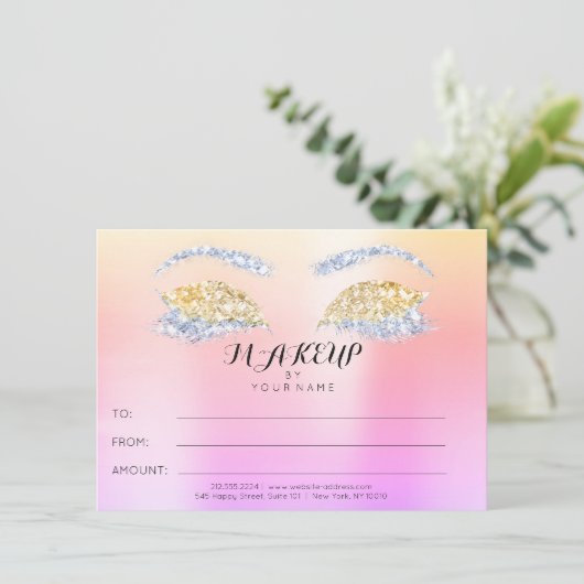 Roze Glitter Ombre Make-up Schoonheidscertificaat  (Staand voorkant)