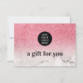 Roze Glitter Ombre Marble upload je logo (Voorkant)