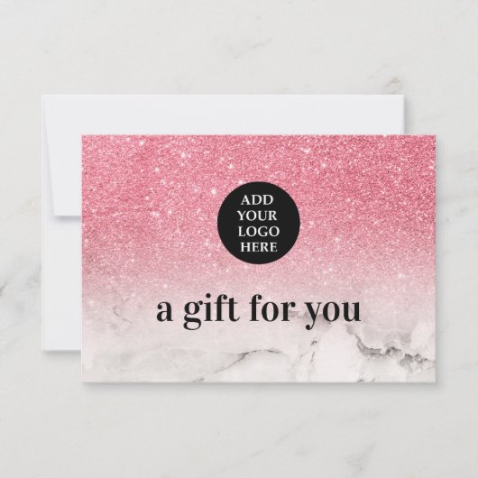 Roze Glitter Ombre Marble upload je logo (Voorkant)