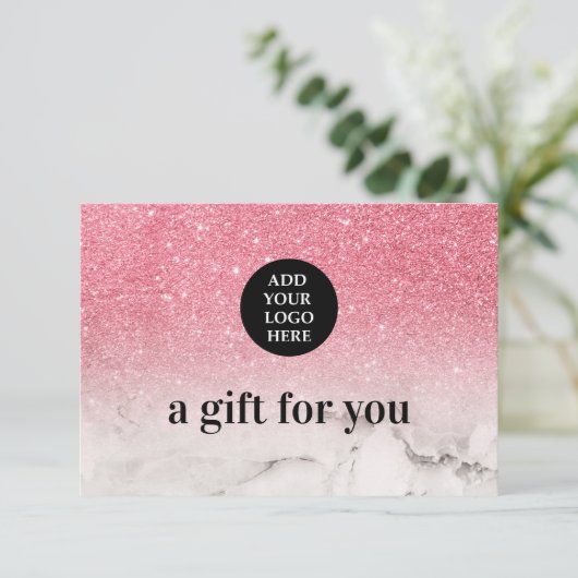 Roze Glitter Ombre Marble upload je logo (Staand voorkant)