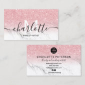 Roze glitter ombre marmer name makeup logo visitekaartje (Voorkant / Achterkant)
