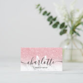 Roze glitter ombre marmer name makeup logo visitekaartje (Staand voorkant)