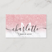 Roze glitter ombre marmer name makeup logo visitekaartje (Voorkant)