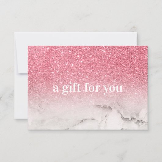 Roze Glitter Ombre Marmer Salon Make-up Boutique (Voorkant)