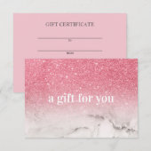 Roze Glitter Ombre Marmer Salon Make-up Boutique (Voorkant / Achterkant)