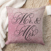 Roze Glitter Ombre Mr en Mrs Worp Kussen (Deken)