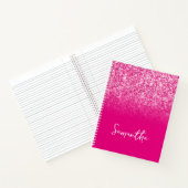 Roze Glitter Ombre Naam Notitieboek (Binnen)