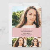 Roze glitter ombre script 4 foto's afstuderen aankondiging (Achterkant)