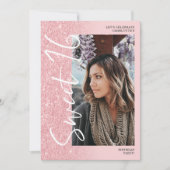 Roze glitter ombre script 4 foto's Sweet 16 Kaart (Voorkant)
