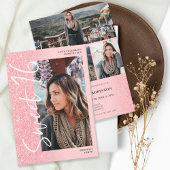 Roze glitter ombre script 4 foto's Sweet 16 Kaart