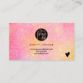 Roze glitter ombre script logo order bedankt visitekaartje (Achterkant)